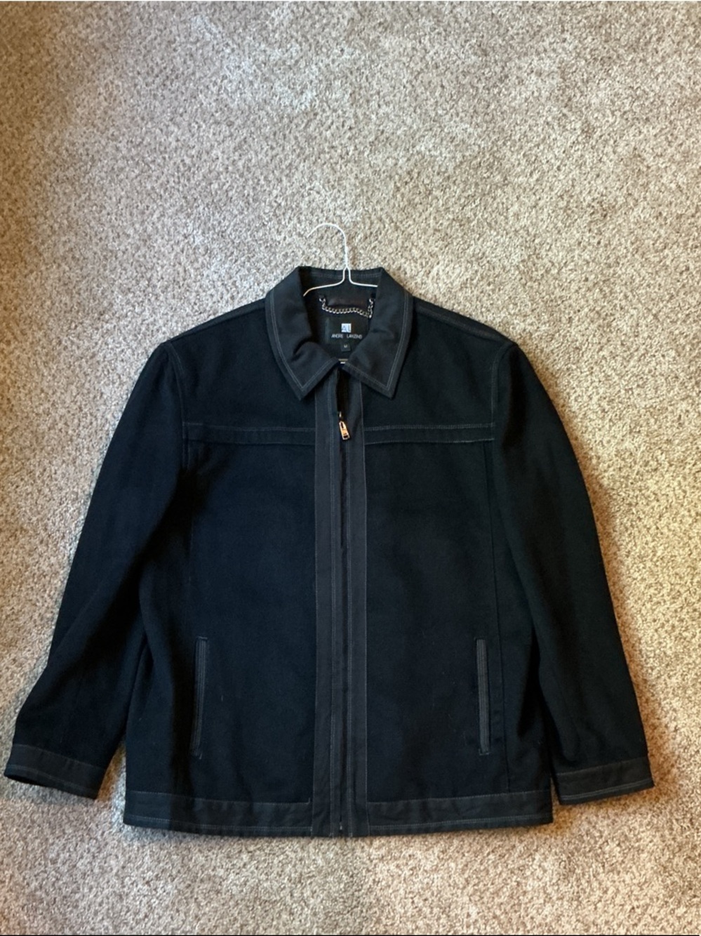 Men's Black Lightweight Zip Jacket with Contrast Trim